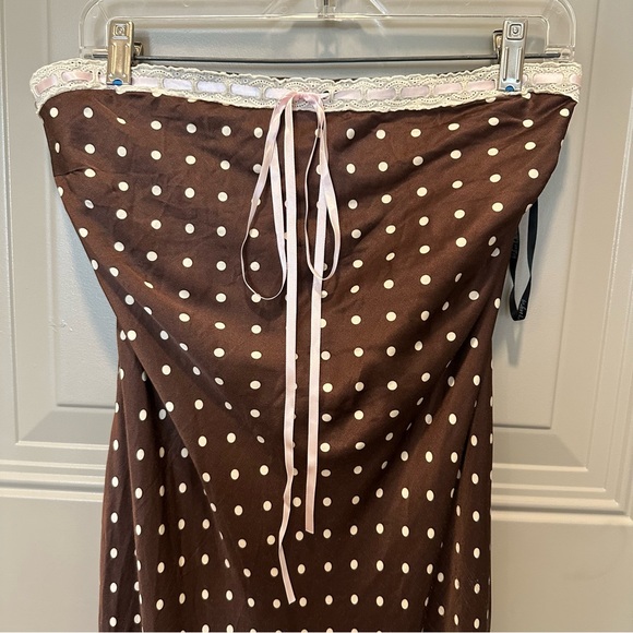 For Love & Lemons Daisy Mae Midi Dress Size XL Brown Polka Dots - Picture 4 of 8